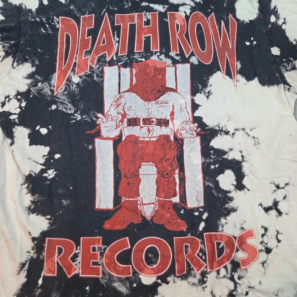Death Row Records T-Shirt Mens M Graphic Tie-Dye Electric Chair Tee Black Red